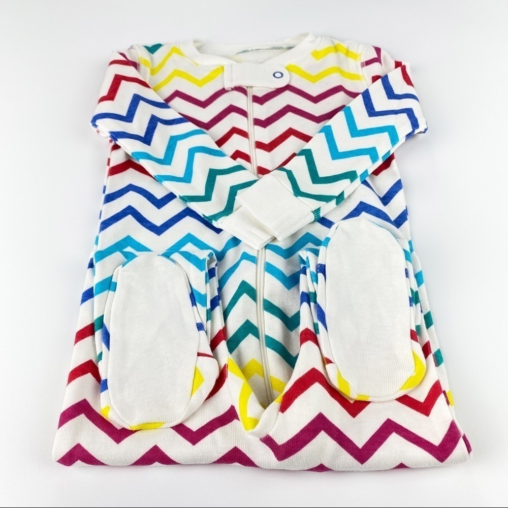Primary Organic Cotton Zip Footie Limited Edition Rainbow Chevron NWT - Picture 4 of 8